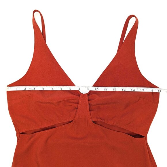 Abercrombie & Fitch | Silm Cutout Midi Dress Rust Orange Red	| Size Medium - Picture 10 of 12